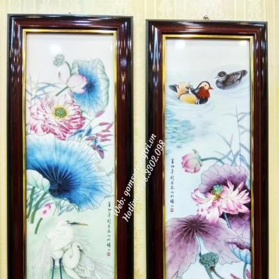 Tranh Sứ Họa Tiết Hoa Sen